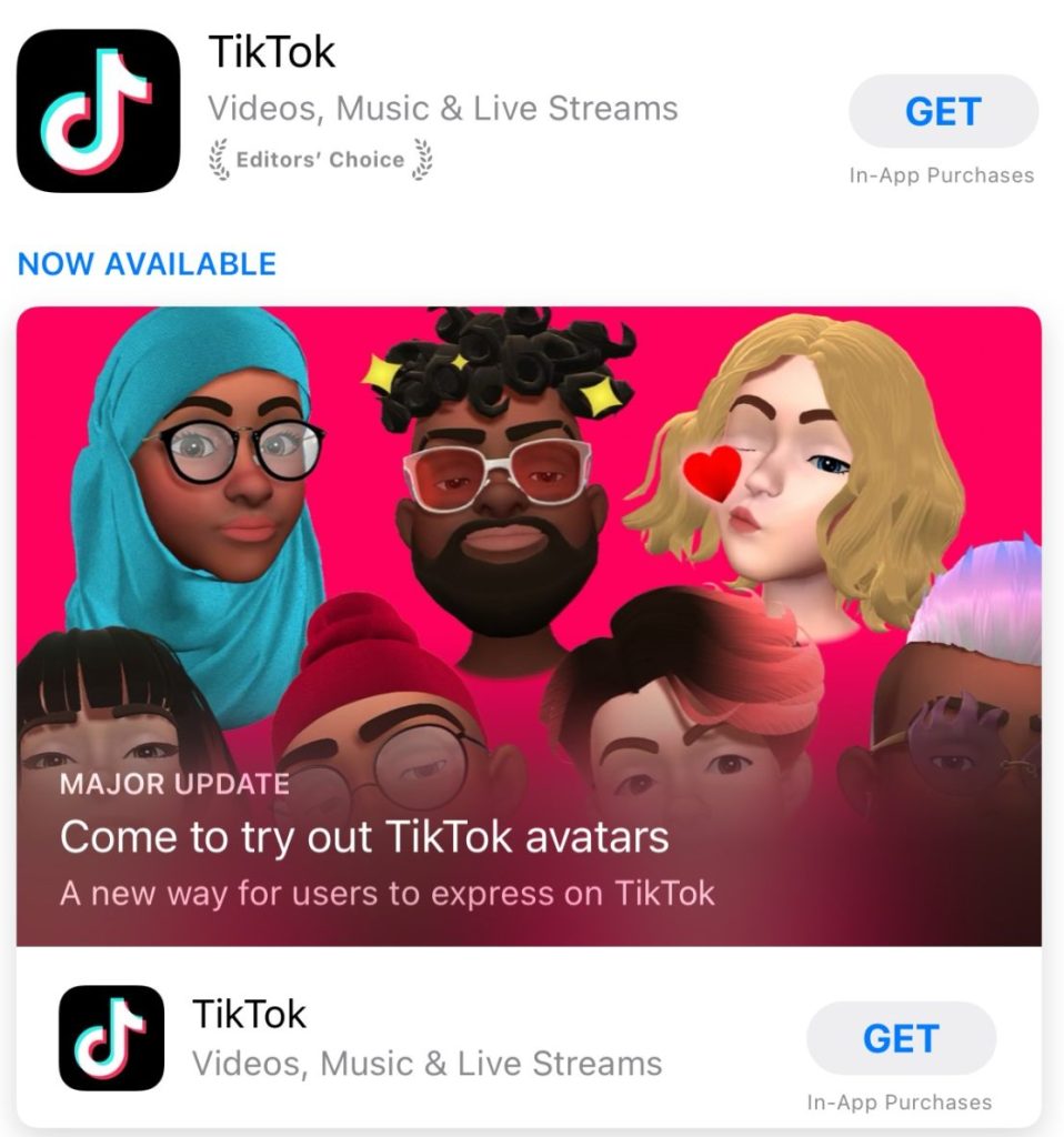 TikTok listed in the apple app store