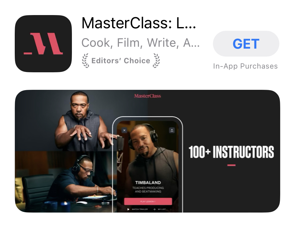 MasterClass in apple app store